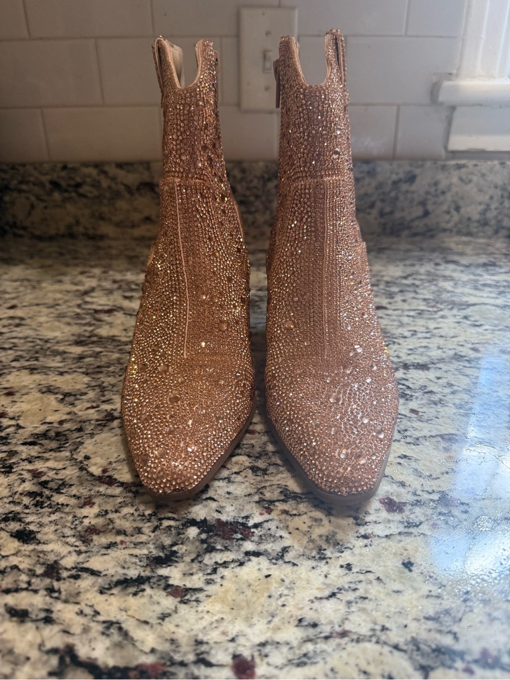 Matisse Champagne Rhinestone Booties 6.5 - Picture 2 of 10